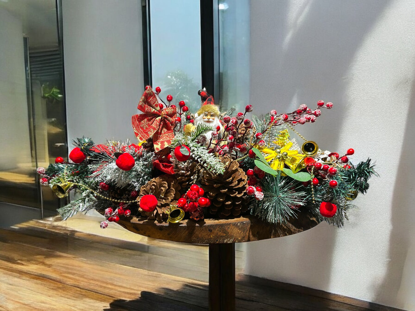 Christmas Centerpiece with Demolition Wood Base