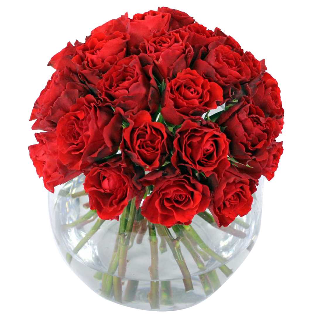 Elegant Arrangement: 20 Colombian Roses in a Glass Vase