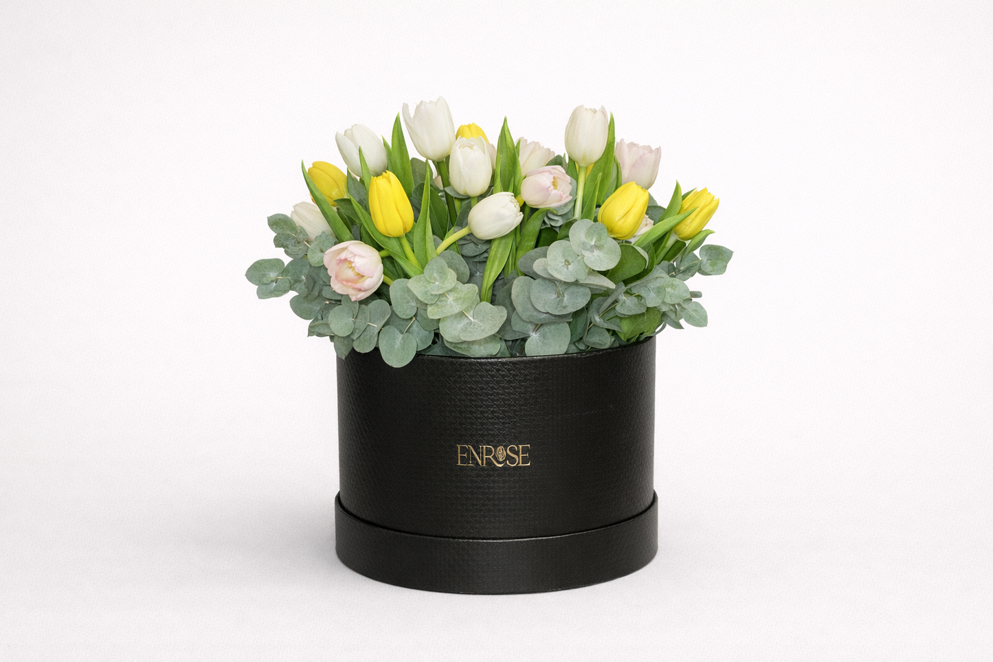 Caixa Elegante com Tulipas Coloridas