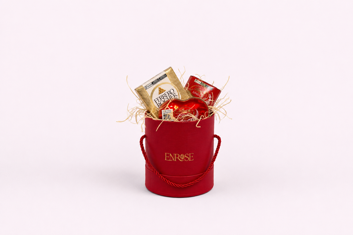 Luxurious Gift Arrangement in Red with Lindt and Ferrero Chocolates