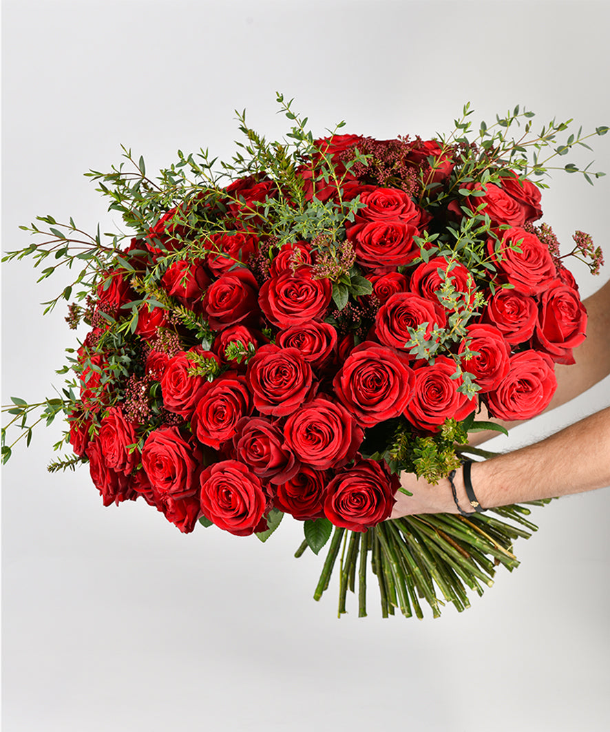 Buquê de 75 rosas Vermelhas Colombianas