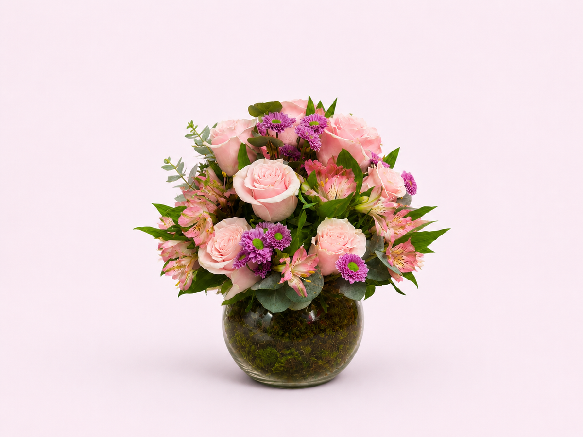 Arranjo de Rosas Cor de Rosa - Beleza Romântica