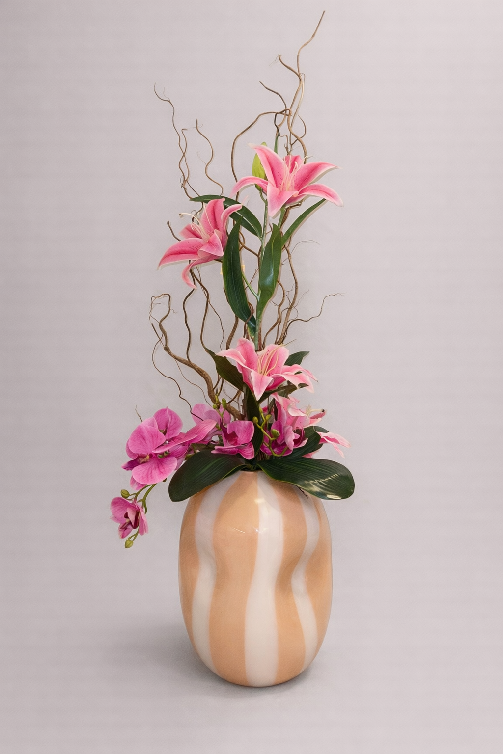 Artificial Arrangement of Lilies and Pink Orchids
