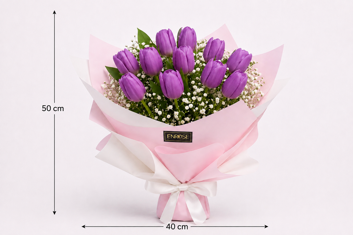 Buquê Delicado com 10 Tulipas Lilás | Enrose