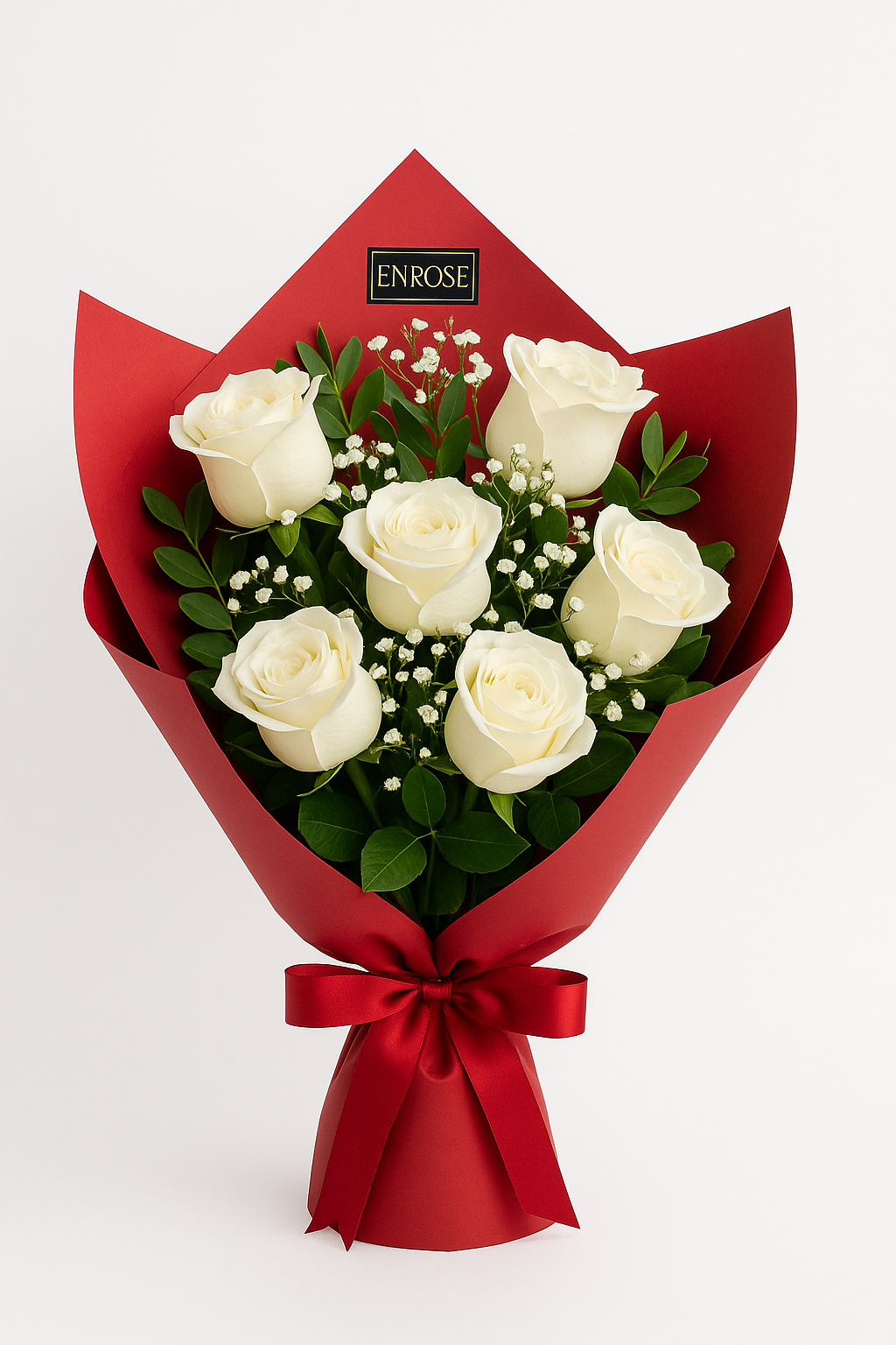Bouquet of 6 White Colombian Roses