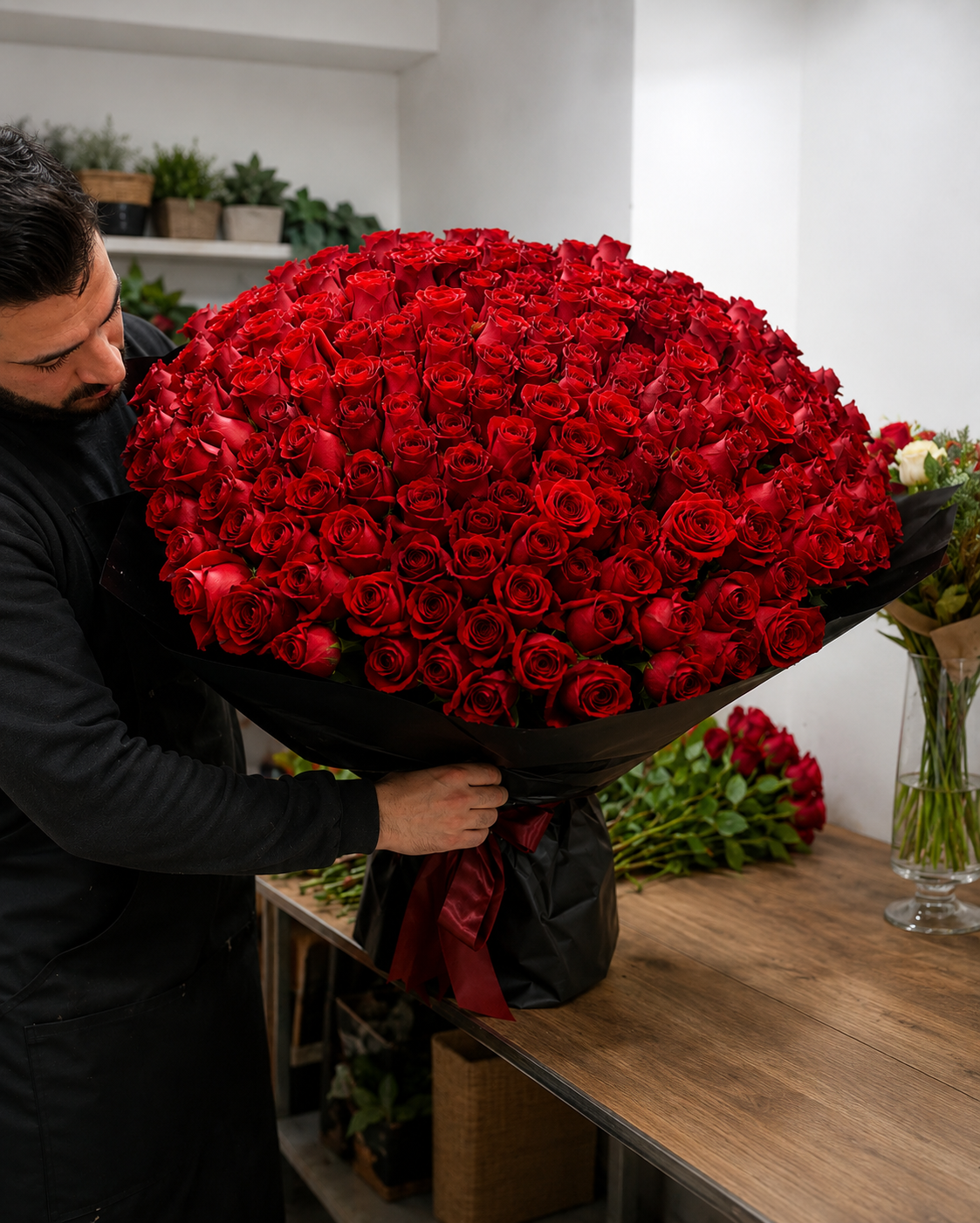 Buquê de 300 Rosas Vermelhas Colombianas Premium | Enrose