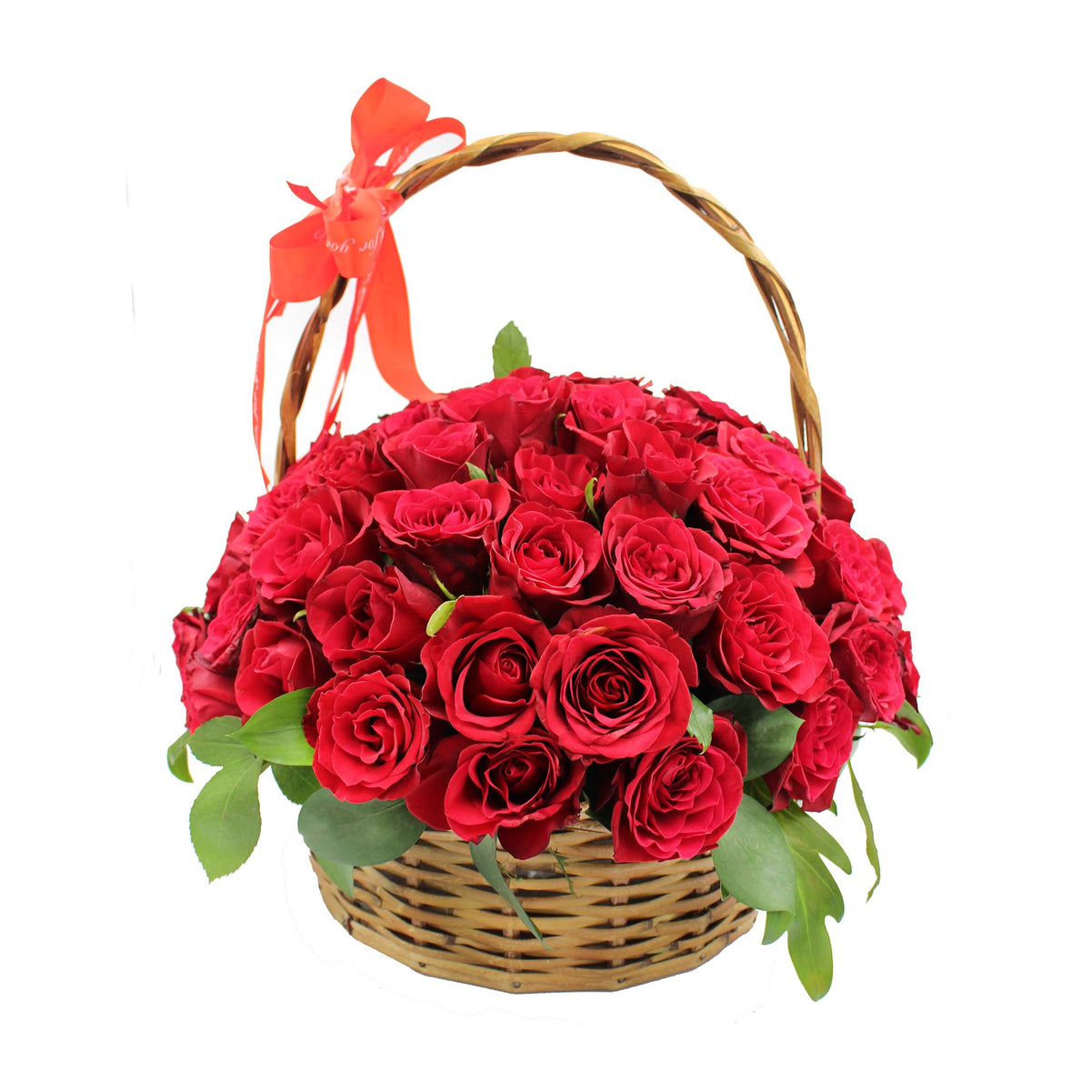 Basket with 40 Red Roses