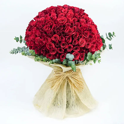 Passion Floral Bouquet in Red with 200 Colombian Roses