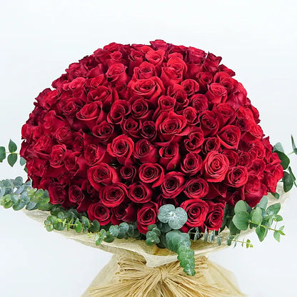 Passion Floral Bouquet in Red with 200 Colombian Roses