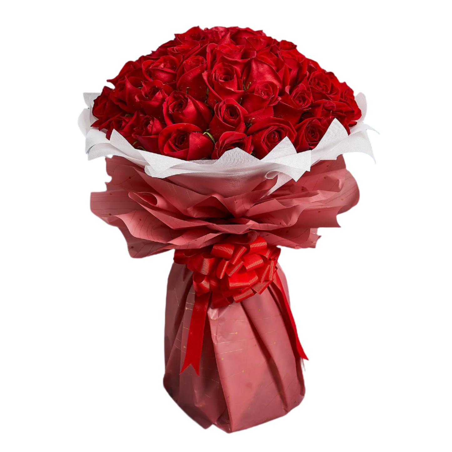 Encanto do Amor: Buquê de Cinquenta Rosas Vermelhas Colombianas