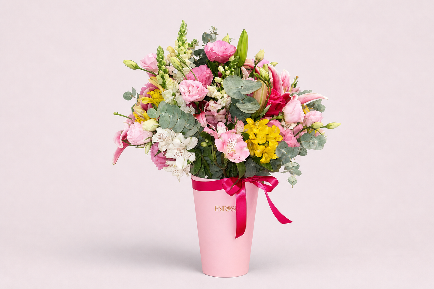 Arranjo Premium Colorido em Vaso Rosa ENROSE