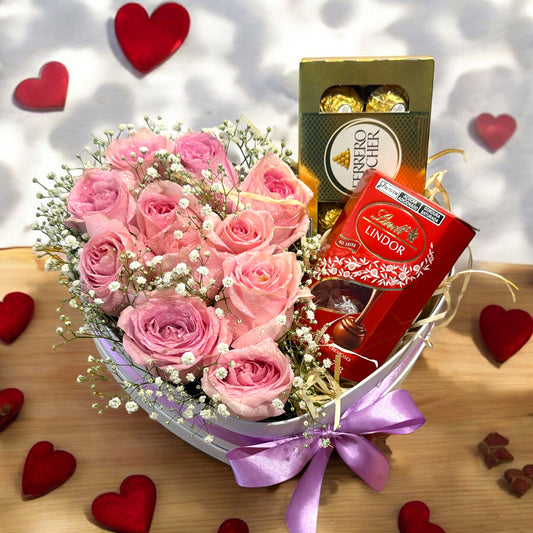 Coração de Rosas e Chocolates Finos - Presente Perfeito para Quem Você Ama