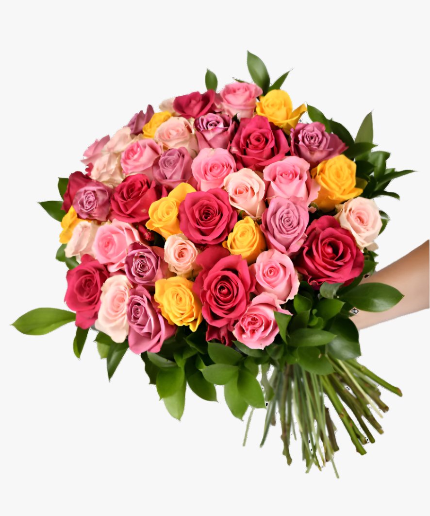 Abraços de Cores com 36 Rosas Colombianas