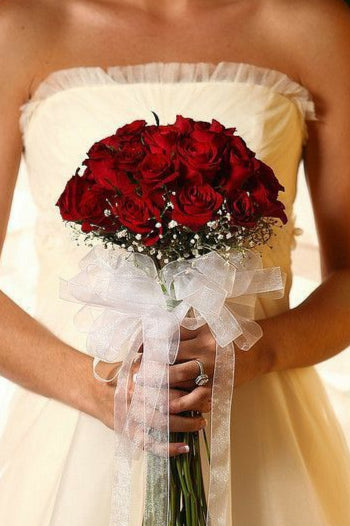 Classic Bridal Bouquet with Red Roses