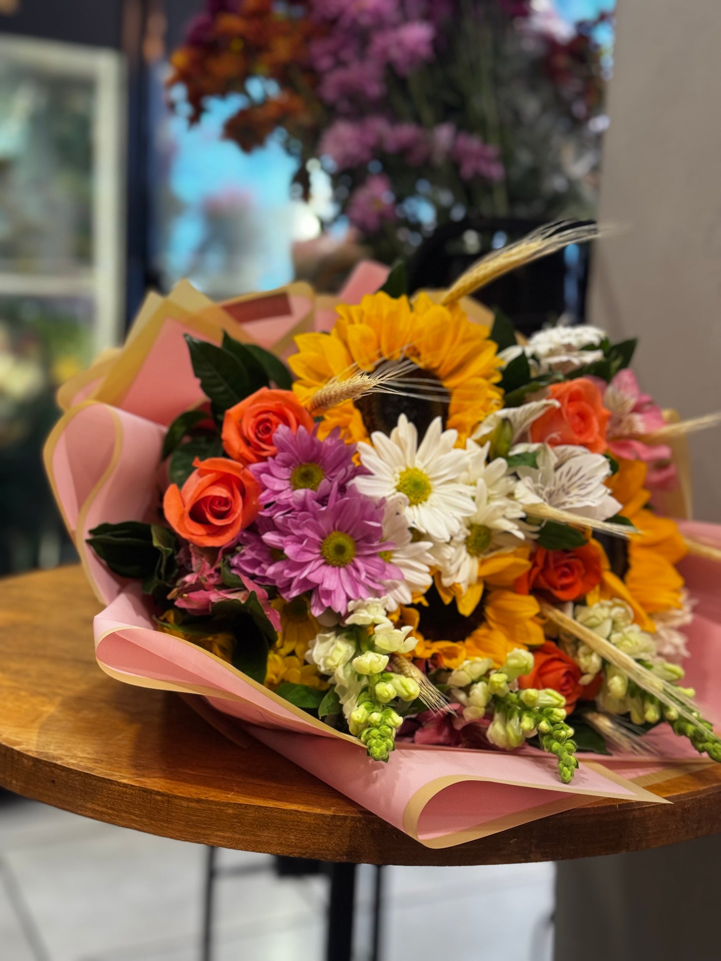 Sunflower and Colorful Flower Bouquet