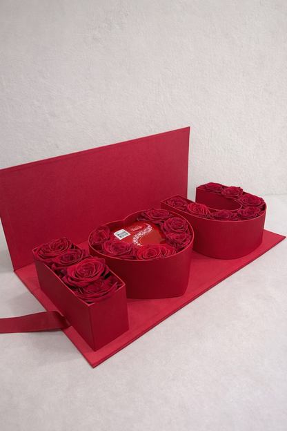 Love Box com Rosas Vermelhas e Chocolate