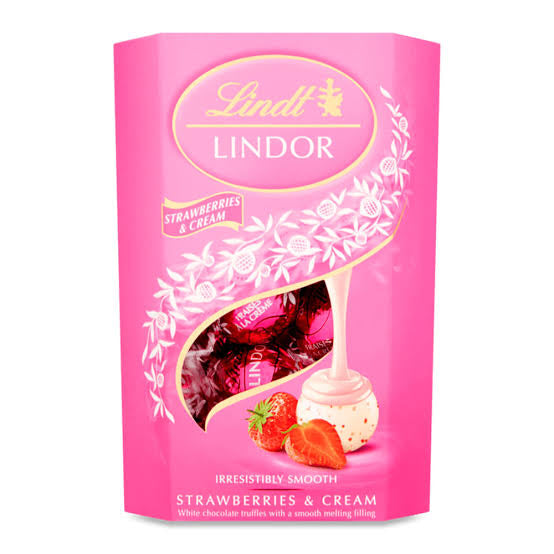 Trufas de Chocolate Branco Lindt Lindor Morango & Creme 200g