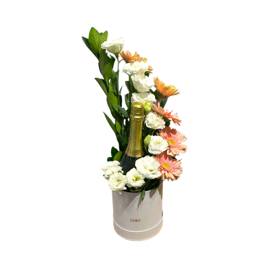 Flower Arrangement with Champagne - A Touch of Elegance and Sophistication