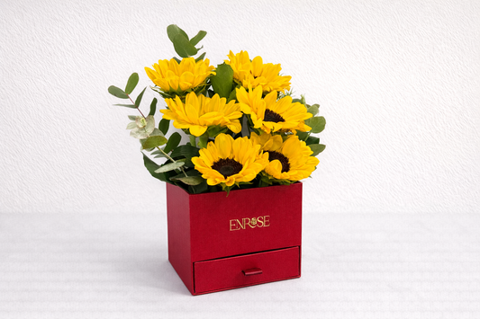 Box with Sunflowers and Chocolates