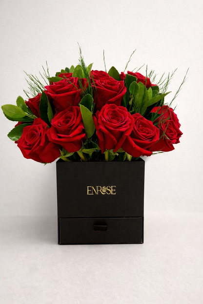 20 Red Roses in a Luxury Box with Chocolates