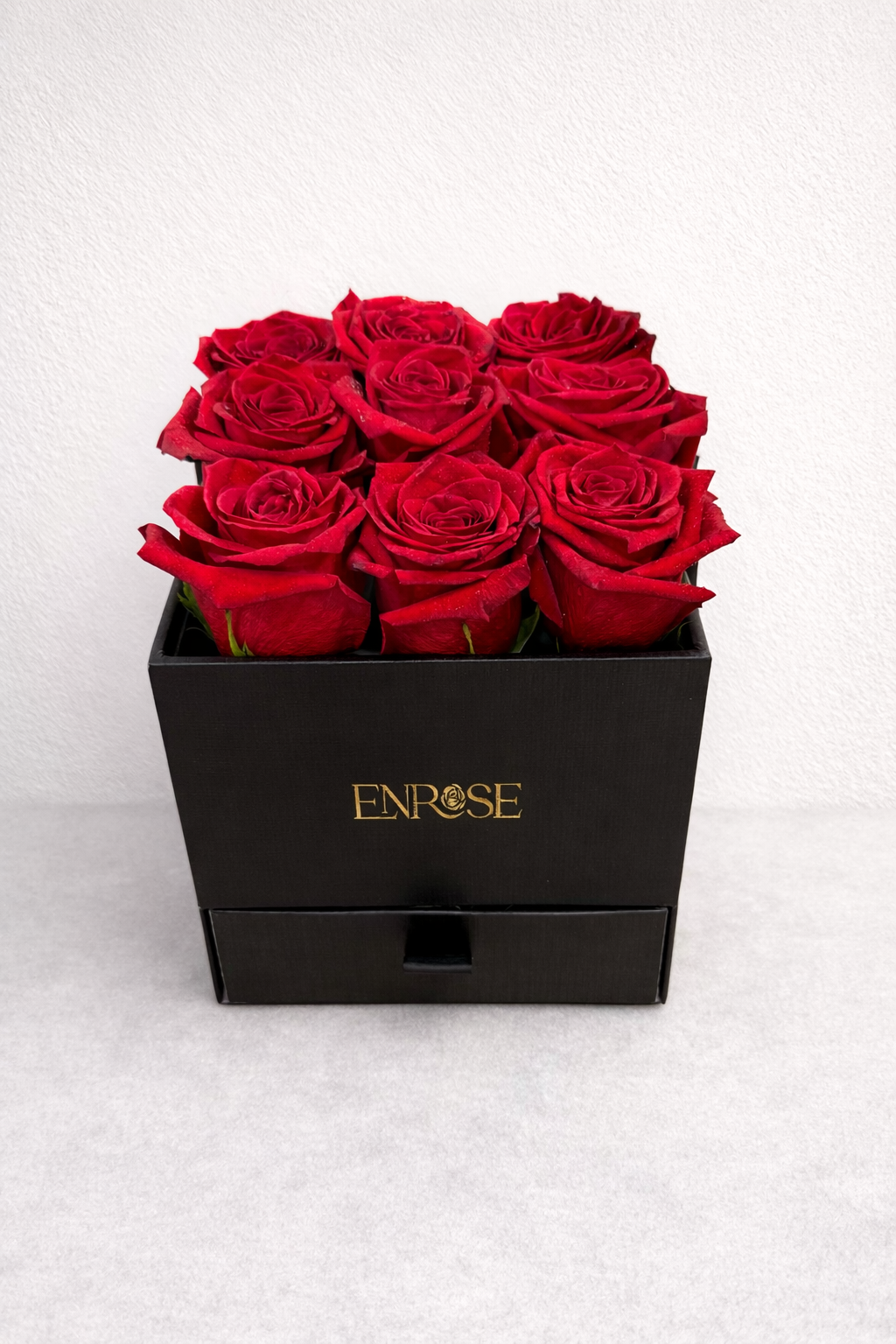 Luxury Box with 9 Red Roses and Ferrero Rocher Chocolates