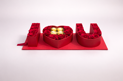 LOVE Box com Rosas Vermelhas e Ferrero Rocher