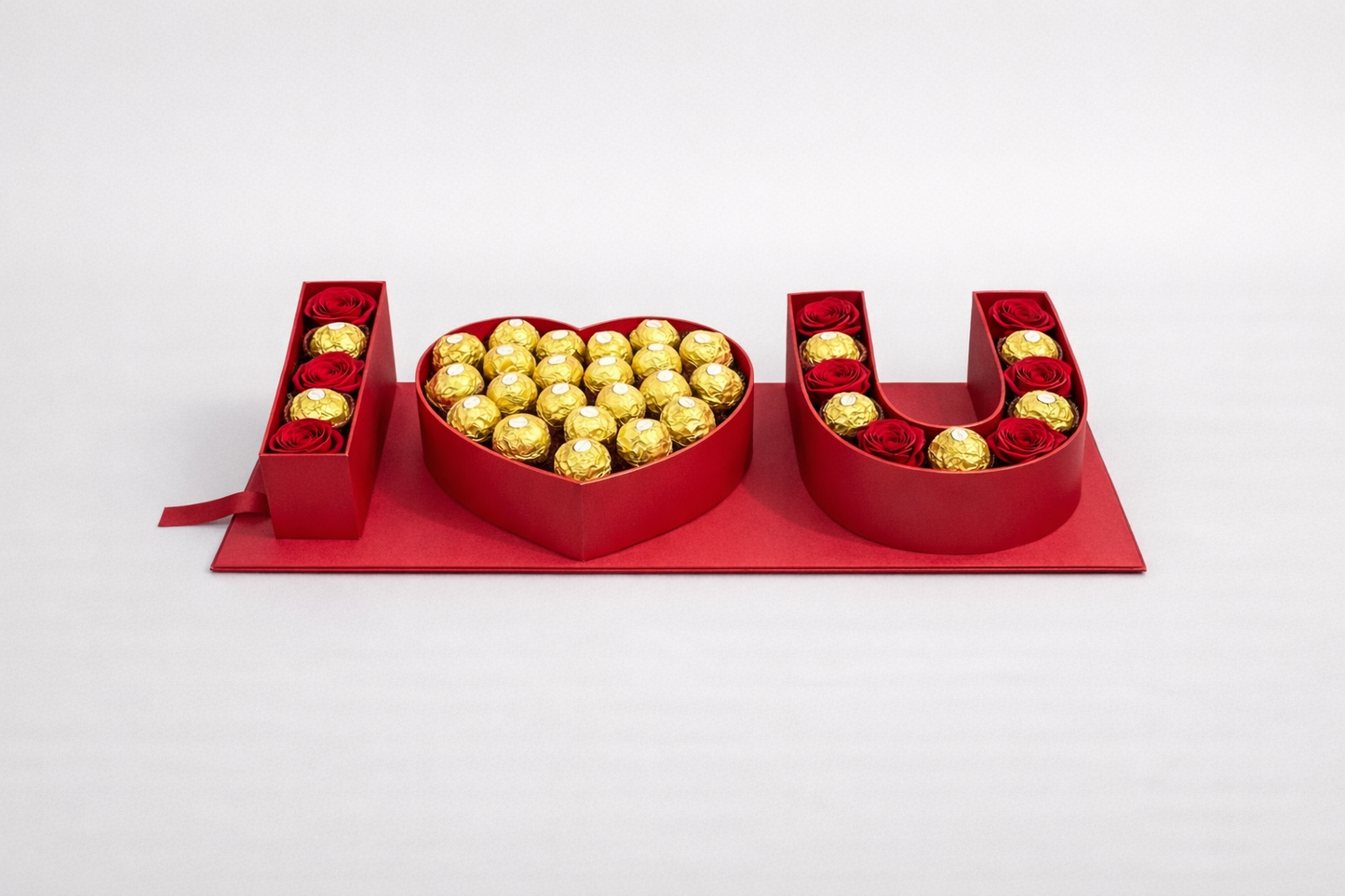 LOVE box with Ferrero Rocher and Red Roses