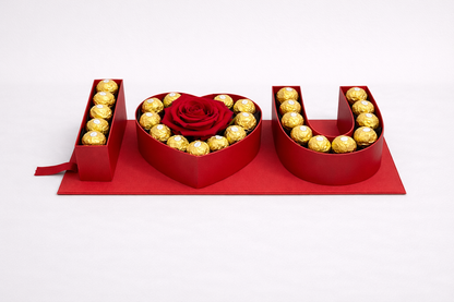 LOVE Box com Ferrero Rocher e Rosa Vermelha