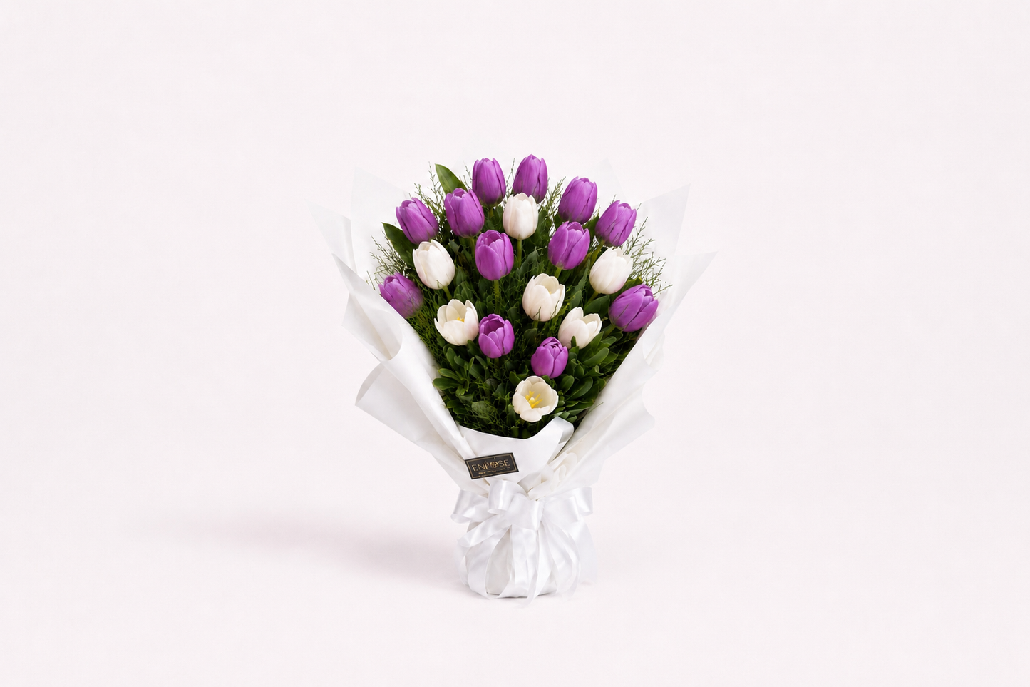 Buquê Premium Duo de Tulipas Lilás e Branco | Enrose