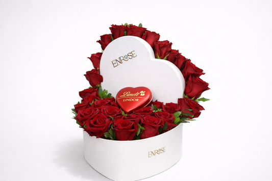 Caixa Coração Vermelho Rosas Colombianas – Enrose