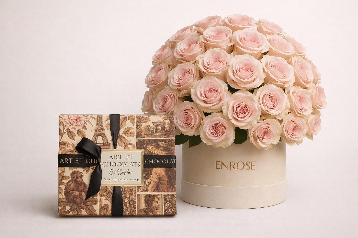 Exclusive ENROSE x Orphée – Natural Roses and Golden Chocolates