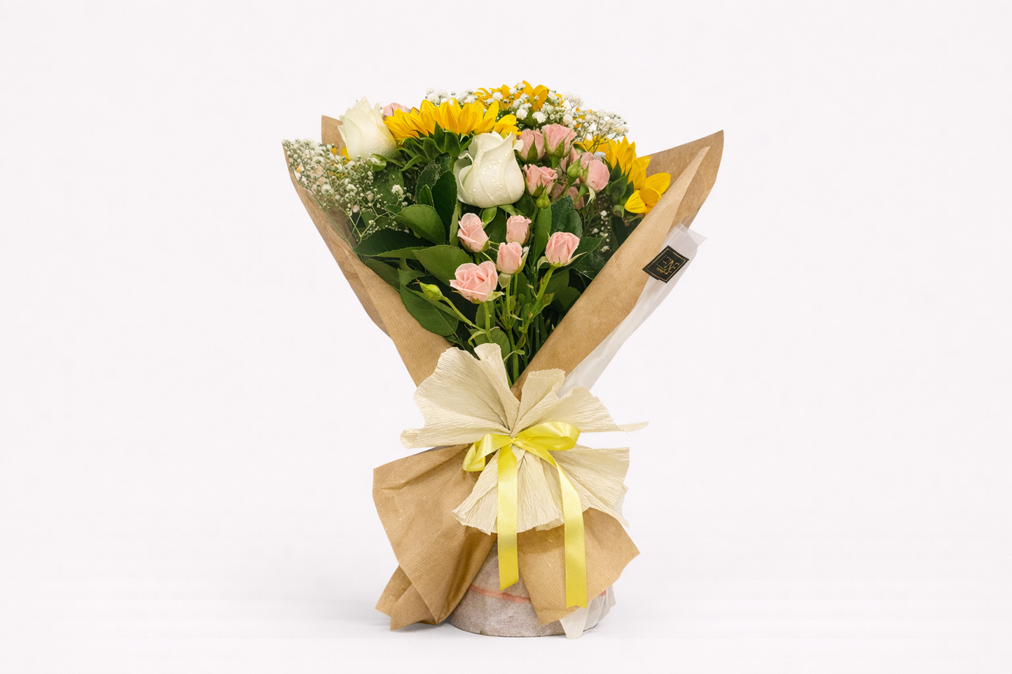 Mixed Bouquet with Sunflowers, Roses and Mini Roses