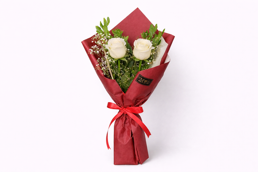 Mini Bouquet of 2 White Roses