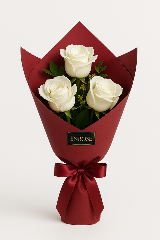 Mini Buquê 3 Rosas Brancas