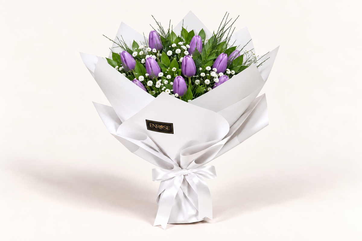 Buquê Delicado com 10 Tulipas Lilás | Enrose
