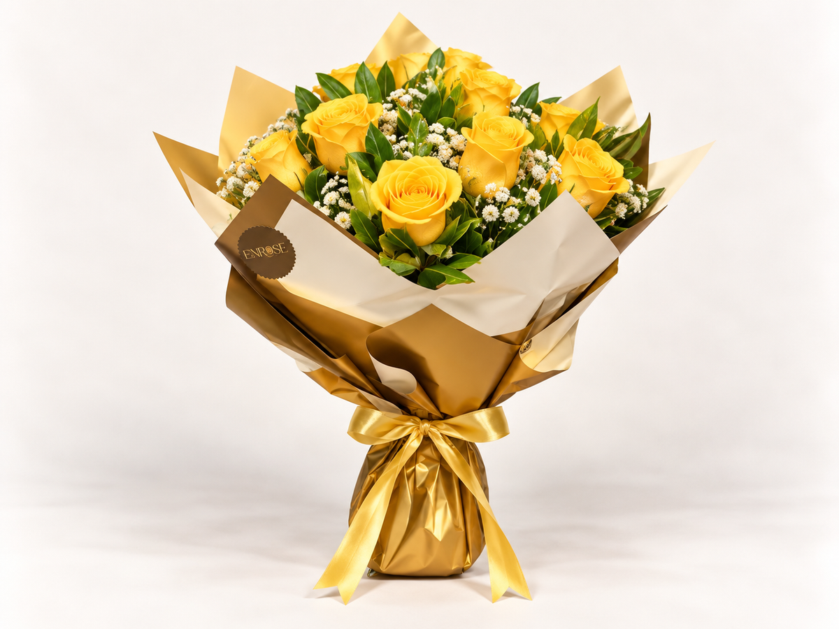 Bouquet of 12 Yellow Roses