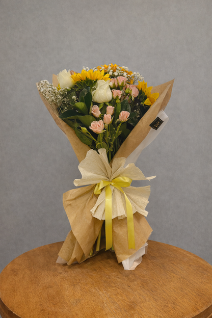 Mixed Bouquet with Sunflowers, Roses and Mini Roses