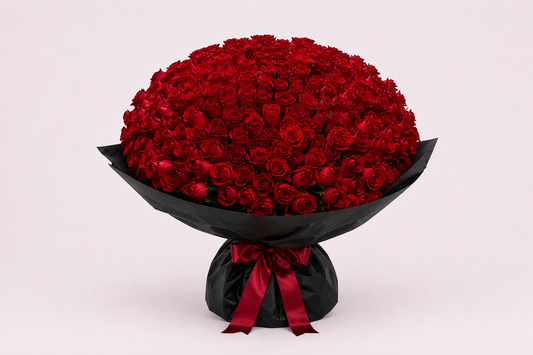 Buquê Premium com 300 Rosas Vermelhas Colombianas
