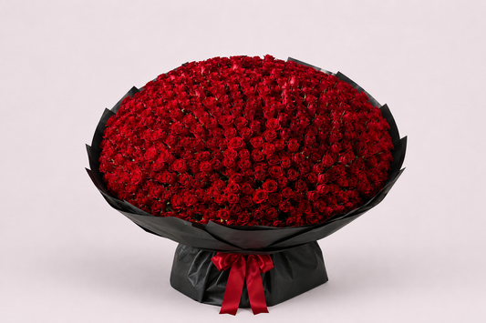 Buquê Luxuoso com 500 Rosas Vermelhas Colombianas Premium