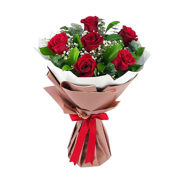 Bouquet of Colombian red roses with special wrapping.