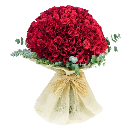 Passion Floral Bouquet in Red with 200 Colombian Roses