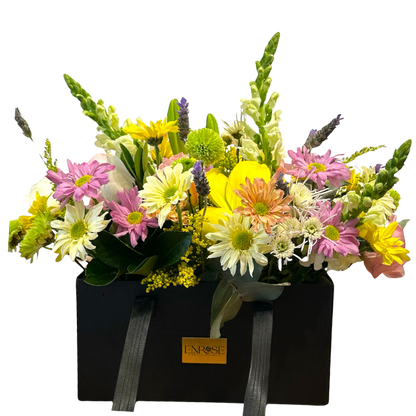 Flower Arrangement in Black Bag - Elegance and Charm