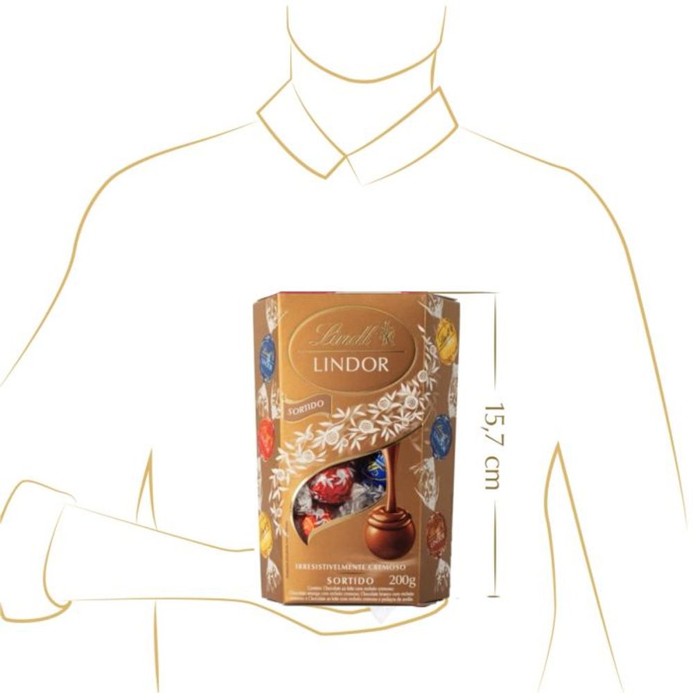 Lindt Lindor Cornet Sortido 200g - tamanho