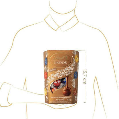 Lindt Lindor Cornet Sortido 200g - tamanho