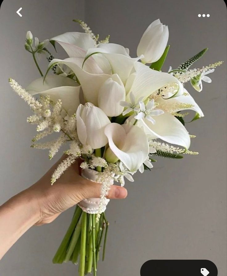 Elegant Bouquet of White Callas with a Touch of Astilbe