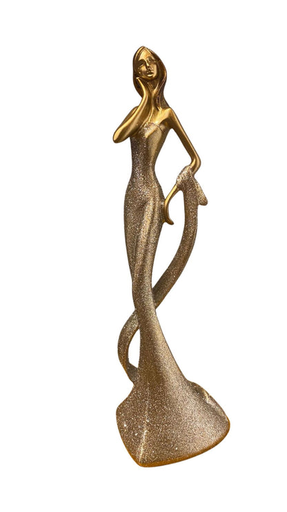 ESTATUETA MULHER DOURADA 30 CM  RESINA