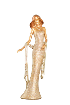 GOLDEN WOMAN FIGURINE 30 CM RESIN