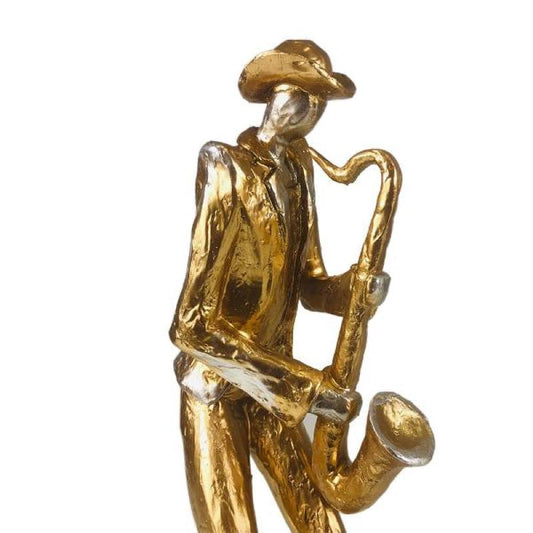 MUSICIAN FIGURINE WITH GOLDEN SAXOPHONE 48 CM RESIN