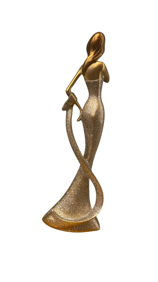 GOLDEN WOMAN FIGURINE 30 CM RESIN