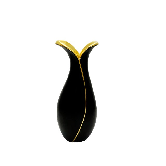 VASO OLGA PRETO/DOURADO 27 cm